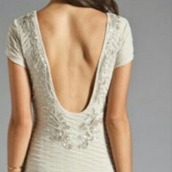 Free People Bringing Sexy Back Dress Low drop back Floral beaded size S Cream. - Picture 12 of 14